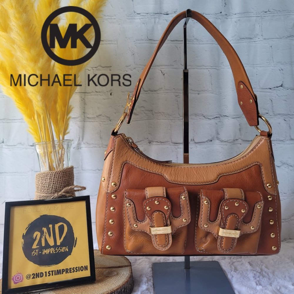 SOLD - Michael Kors Y2K Double Tone Brown Leather Shoulder Bag